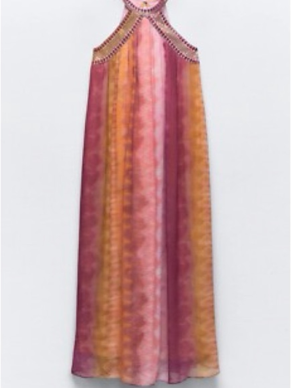 Zara Pink and Brown Halter Maxi Dress - Picture 5 of 6